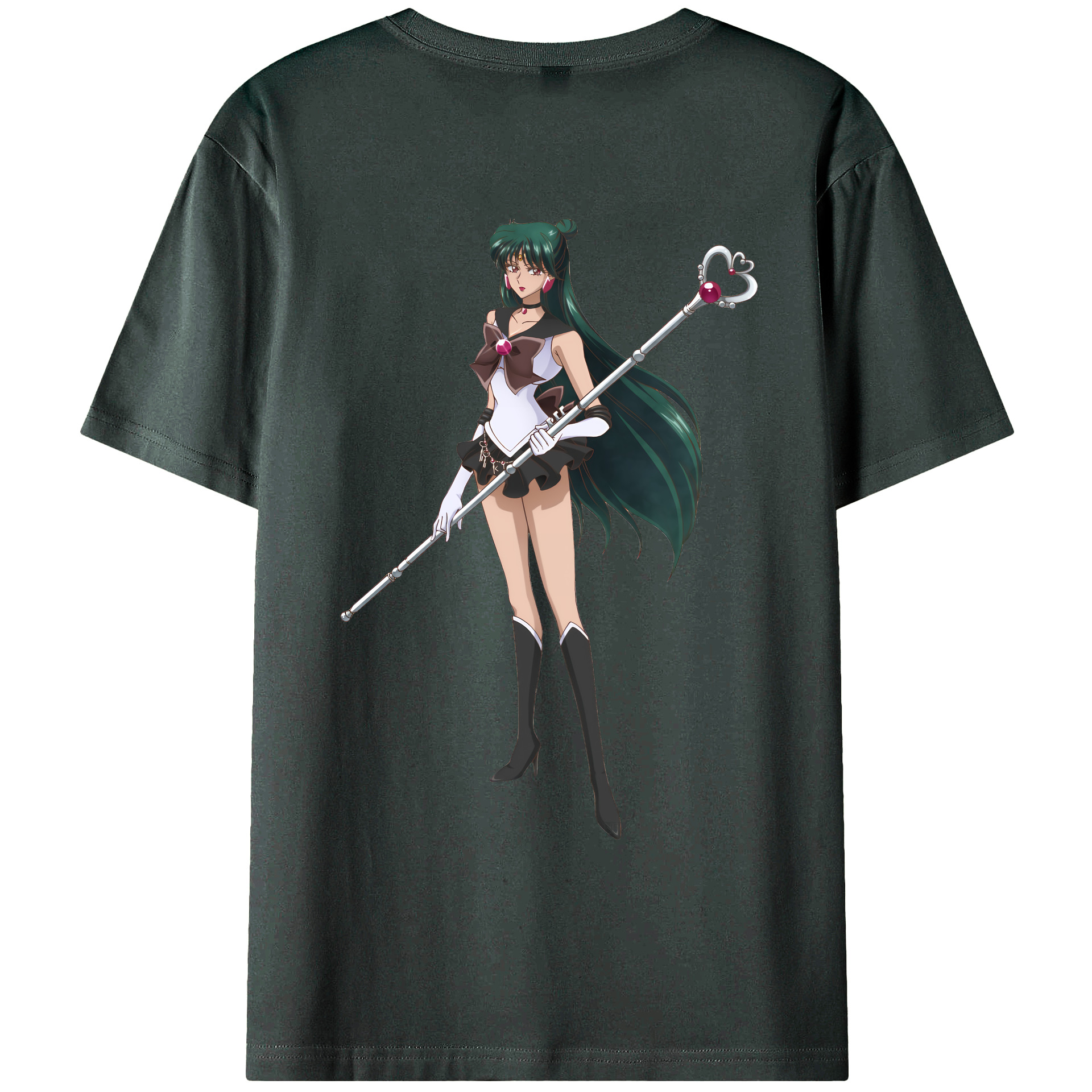 （画像用） 美少女戦士セーラームーン 冥王せつな Sailor Moon Meiou Setsuna 綿100％ メンズ半袖Tシャツ（バックプリント） 通気性